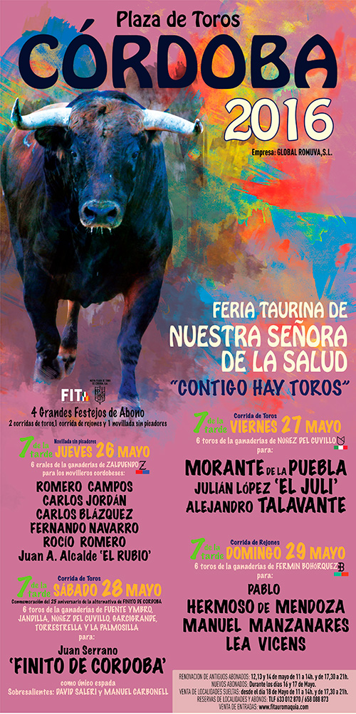 Cartel toros Córdoba 2016